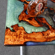 Load image into Gallery viewer, Jeezi Handmade Multipurpose C Table/ End Table, Mobile Sofa Side End Table, Solid Wood Living Room End Table, Resin Art Wall Decor 14