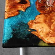 Load image into Gallery viewer, Jeezi Handmade Multipurpose C Table/ End Table, Mobile Sofa Side End Table, Solid Wood Living Room End Table, Resin Art Wall Decor 18