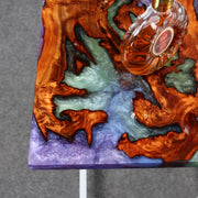 Load image into Gallery viewer, Jeezi Handmade Multipurpose C Table/ End Table, Mobile Sofa Side End Table, Solid Wood Living Room End Table, Resin Art Wall Decor 08