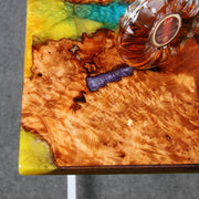 Load image into Gallery viewer, Jeezi Handmade Multipurpose C Table/ End Table, Mobile Sofa Side End Table, Solid Wood Living Room End Table, Resin Art Wall Decor 25