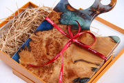 Load image into Gallery viewer, Jeezi Handmade Resin Deli Board, Charcuterie Board, Real Wood Epoxy Resin Cutting Board, Cheese Board, Handle Pizza Board 80