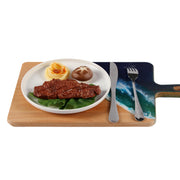 Load image into Gallery viewer, Jeezi Ocean Themed Wood Chopping Board, Resin Art Board, Ocean Wave Cutting Board, Resin Cheese Board With Handle, Charcuterie Board with Unique Painting Handmade Design and Handle, Coastal Tray For Party Decor 23.