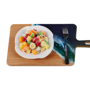Load image into Gallery viewer, Jeezi Ocean Themed Wood Chopping Board, Resin Art Board, Ocean Wave Cutting Board, Resin Cheese Board With Handle, Charcuterie Board with Unique Painting Handmade Design and Handle, Coastal Tray For Party Decor 23.