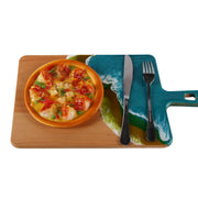 Load image into Gallery viewer, Jeezi Ocean Themed Wood Chopping Board, Resin Art Board, Ocean Wave Cutting Board, Resin Cheese Board With Handle, Charcuterie Board with Unique Painting Handmade Design and Handle, Coastal Tray For Party Decor 21.