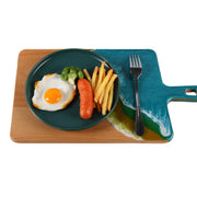 Load image into Gallery viewer, Jeezi Ocean Themed Wood Chopping Board, Resin Art Board, Ocean Wave Cutting Board, Resin Cheese Board With Handle, Charcuterie Board with Unique Painting Handmade Design and Handle, Coastal Tray For Party Decor 21.