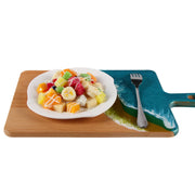 Load image into Gallery viewer, Jeezi Ocean Themed Wood Chopping Board, Resin Art Board, Ocean Wave Cutting Board, Resin Cheese Board With Handle, Charcuterie Board with Unique Painting Handmade Design and Handle, Coastal Tray For Party Decor 21.