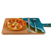 Load image into Gallery viewer, Jeezi Ocean Themed Wood Chopping Board, Resin Art Board, Ocean Wave Cutting Board, Resin Cheese Board With Handle, Charcuterie Board with Unique Painting Handmade Design and Handle, Coastal Tray For Party Decor 21.