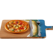 Load image into Gallery viewer, Jeezi Ocean Themed Wood Chopping Board, Resin Art Board, Ocean Wave Cutting Board, Resin Cheese Board With Handle, Charcuterie Board with Unique Painting Handmade Design and Handle, Coastal Tray For Party Decor 01.