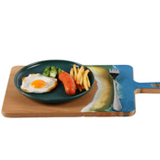Load image into Gallery viewer, Jeezi Ocean Themed Wood Chopping Board, Resin Art Board, Ocean Wave Cutting Board, Resin Cheese Board With Handle, Charcuterie Board with Unique Painting Handmade Design and Handle, Coastal Tray For Party Decor 01.