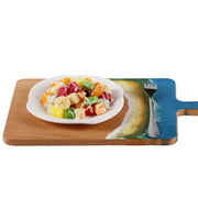 Load image into Gallery viewer, Jeezi Ocean Themed Wood Chopping Board, Resin Art Board, Ocean Wave Cutting Board, Resin Cheese Board With Handle, Charcuterie Board with Unique Painting Handmade Design and Handle, Coastal Tray For Party Decor 01.