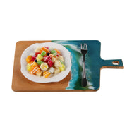 Load image into Gallery viewer, Jeezi Ocean Themed Wood Chopping Board, Resin Art Board, Ocean Wave Cutting Board, Resin Cheese Board With Handle, Charcuterie Board with Unique Painting Handmade Design and Handle, Coastal Tray For Party Decor 02.