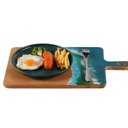 Load image into Gallery viewer, Jeezi Ocean Themed Wood Chopping Board, Resin Art Board, Ocean Wave Cutting Board, Resin Cheese Board With Handle, Charcuterie Board with Unique Painting Handmade Design and Handle, Coastal Tray For Party Decor 02.