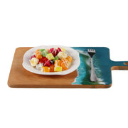 Load image into Gallery viewer, Jeezi Ocean Themed Wood Chopping Board, Resin Art Board, Ocean Wave Cutting Board, Resin Cheese Board With Handle, Charcuterie Board with Unique Painting Handmade Design and Handle, Coastal Tray For Party Decor 02.