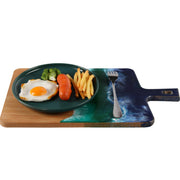 Load image into Gallery viewer, Jeezi Ocean Themed Wood Chopping Board, Resin Art Board, Ocean Wave Cutting Board, Resin Cheese Board With Handle, Charcuterie Board with Unique Painting Handmade Design and Handle, Coastal Tray For Party Decor 03.