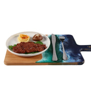 Load image into Gallery viewer, Jeezi Ocean Themed Wood Chopping Board, Resin Art Board, Ocean Wave Cutting Board, Resin Cheese Board With Handle, Charcuterie Board with Unique Painting Handmade Design and Handle, Coastal Tray For Party Decor 03.