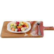 Load image into Gallery viewer, Jeezi Ocean Themed Wood Chopping Board, Resin Art Board, Ocean Wave Cutting Board, Resin Cheese Board With Handle, Charcuterie Board with Unique Painting Handmade Design and Handle, Coastal Tray For Party Decor 04.