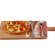 Load image into Gallery viewer, Jeezi Ocean Themed Wood Chopping Board, Resin Art Board, Ocean Wave Cutting Board, Resin Cheese Board With Handle, Charcuterie Board with Unique Painting Handmade Design and Handle, Coastal Tray For Party Decor 04.