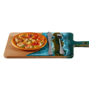 Load image into Gallery viewer, Jeezi Ocean Themed Wood Chopping Board, Resin Art Board, Ocean Wave Cutting Board, Resin Cheese Board With Handle, Charcuterie Board with Unique Painting Handmade Design and Handle, Coastal Tray For Party Decor 05.