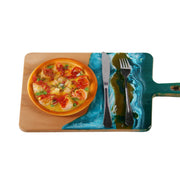 Load image into Gallery viewer, Jeezi Ocean Themed Wood Chopping Board, Resin Art Board, Ocean Wave Cutting Board, Resin Cheese Board With Handle, Charcuterie Board with Unique Painting Handmade Design and Handle, Coastal Tray For Party Decor 05.