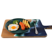 Load image into Gallery viewer, Jeezi Ocean Themed Wood Chopping Board, Resin Art Board, Ocean Wave Cutting Board, Resin Cheese Board With Handle, Charcuterie Board with Unique Painting Handmade Design and Handle, Coastal Tray For Party Decor 06.