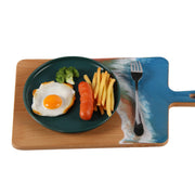 Load image into Gallery viewer, Jeezi Ocean Themed Wood Chopping Board, Resin Art Board, Ocean Wave Cutting Board, Resin Cheese Board With Handle, Charcuterie Board with Unique Painting Handmade Design and Handle, Coastal Tray For Party Decor 07.