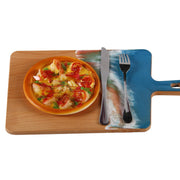 Load image into Gallery viewer, Jeezi Ocean Themed Wood Chopping Board, Resin Art Board, Ocean Wave Cutting Board, Resin Cheese Board With Handle, Charcuterie Board with Unique Painting Handmade Design and Handle, Coastal Tray For Party Decor 07.