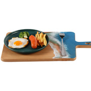 Load image into Gallery viewer, Jeezi Ocean Themed Wood Chopping Board, Resin Art Board, Ocean Wave Cutting Board, Resin Cheese Board With Handle, Charcuterie Board with Unique Painting Handmade Design and Handle, Coastal Tray For Party Decor 07.