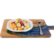 Load image into Gallery viewer, Jeezi Ocean Themed Wood Chopping Board, Resin Art Board, Ocean Wave Cutting Board, Resin Cheese Board With Handle, Charcuterie Board with Unique Painting Handmade Design and Handle, Coastal Tray For Party Decor 08.