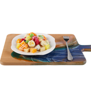 Load image into Gallery viewer, Jeezi Ocean Themed Wood Chopping Board, Resin Art Board, Ocean Wave Cutting Board, Resin Cheese Board With Handle, Charcuterie Board with Unique Painting Handmade Design and Handle, Coastal Tray For Party Decor 08.