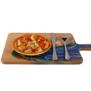 Load image into Gallery viewer, Jeezi Ocean Themed Wood Chopping Board, Resin Art Board, Ocean Wave Cutting Board, Resin Cheese Board With Handle, Charcuterie Board with Unique Painting Handmade Design and Handle, Coastal Tray For Party Decor 08.