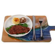 Load image into Gallery viewer, Jeezi Ocean Themed Wood Chopping Board, Resin Art Board, Ocean Wave Cutting Board, Resin Cheese Board With Handle, Charcuterie Board with Unique Painting Handmade Design and Handle, Coastal Tray For Party Decor 08.