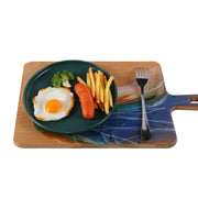 Load image into Gallery viewer, Jeezi Ocean Themed Wood Chopping Board, Resin Art Board, Ocean Wave Cutting Board, Resin Cheese Board With Handle, Charcuterie Board with Unique Painting Handmade Design and Handle, Coastal Tray For Party Decor 08.