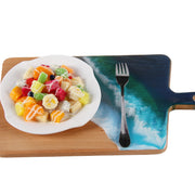 Load image into Gallery viewer, Jeezi Ocean Themed Wood Chopping Board, Resin Art Board, Ocean Wave Cutting Board, Resin Cheese Board With Handle, Charcuterie Board with Unique Painting Handmade Design and Handle, Coastal Tray For Party Decor 09