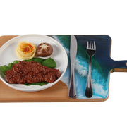 Load image into Gallery viewer, Jeezi Ocean Themed Wood Chopping Board, Resin Art Board, Ocean Wave Cutting Board, Resin Cheese Board With Handle, Charcuterie Board with Unique Painting Handmade Design and Handle, Coastal Tray For Party Decor 09