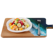 Load image into Gallery viewer, Jeezi Ocean Themed Wood Chopping Board, Resin Art Board, Ocean Wave Cutting Board, Resin Cheese Board With Handle, Charcuterie Board with Unique Painting Handmade Design and Handle, Coastal Tray For Party Decor 09