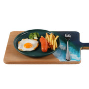 Load image into Gallery viewer, Jeezi Ocean Themed Wood Chopping Board, Resin Art Board, Ocean Wave Cutting Board, Resin Cheese Board With Handle, Charcuterie Board with Unique Painting Handmade Design and Handle, Coastal Tray For Party Decor 09