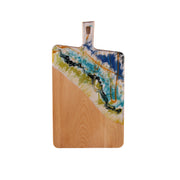Load image into Gallery viewer, Jeezi Ocean Themed Wood Chopping Board, Resin Art Board, Ocean Wave Cutting Board, Resin Cheese Board With Handle, Charcuterie Board with Unique Painting Handmade Design and Handle, Coastal Tray For Party Decor 10.