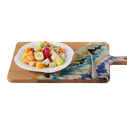 Load image into Gallery viewer, Jeezi Ocean Themed Wood Chopping Board, Resin Art Board, Ocean Wave Cutting Board, Resin Cheese Board With Handle, Charcuterie Board with Unique Painting Handmade Design and Handle, Coastal Tray For Party Decor 10.