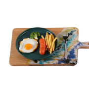 Load image into Gallery viewer, Jeezi Ocean Themed Wood Chopping Board, Resin Art Board, Ocean Wave Cutting Board, Resin Cheese Board With Handle, Charcuterie Board with Unique Painting Handmade Design and Handle, Coastal Tray For Party Decor 10.