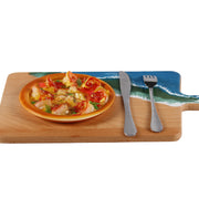 Load image into Gallery viewer, Jeezi Ocean Themed Wood Chopping Board, Resin Art Board, Ocean Wave Cutting Board, Resin Cheese Board With Handle, Charcuterie Board with Unique Painting Handmade Design and Handle, Coastal Tray For Party Decor 12