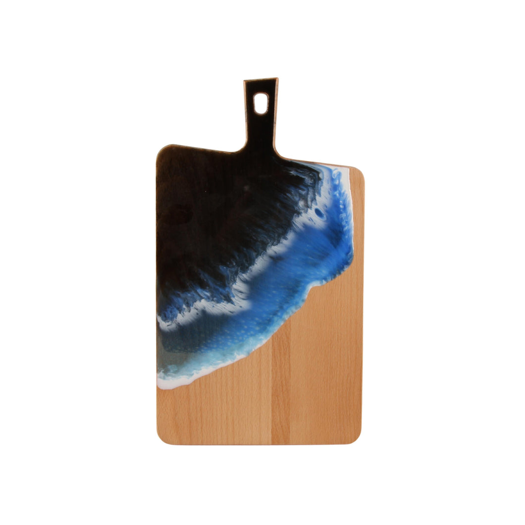 Jeezi Ocean Themed Wood Chopping Board, Resin Art Board, Ocean Wave Cutting Board, Resin Cheese Board With Handle, Charcuterie Board with Unique Painting Handmade Design and Handle, Coastal Tray For Party Decor 13.