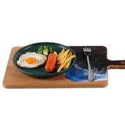 Load image into Gallery viewer, Jeezi Ocean Themed Wood Chopping Board, Resin Art Board, Ocean Wave Cutting Board, Resin Cheese Board With Handle, Charcuterie Board with Unique Painting Handmade Design and Handle, Coastal Tray For Party Decor 13.