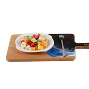 Load image into Gallery viewer, Jeezi Ocean Themed Wood Chopping Board, Resin Art Board, Ocean Wave Cutting Board, Resin Cheese Board With Handle, Charcuterie Board with Unique Painting Handmade Design and Handle, Coastal Tray For Party Decor 13.