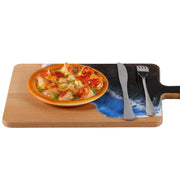 Load image into Gallery viewer, Jeezi Ocean Themed Wood Chopping Board, Resin Art Board, Ocean Wave Cutting Board, Resin Cheese Board With Handle, Charcuterie Board with Unique Painting Handmade Design and Handle, Coastal Tray For Party Decor 13.