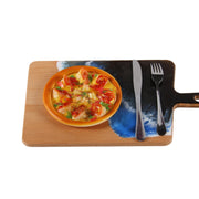 Load image into Gallery viewer, Jeezi Ocean Themed Wood Chopping Board, Resin Art Board, Ocean Wave Cutting Board, Resin Cheese Board With Handle, Charcuterie Board with Unique Painting Handmade Design and Handle, Coastal Tray For Party Decor 13.