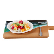 Load image into Gallery viewer, Jeezi Ocean Themed Wood Chopping Board, Resin Art Board, Ocean Wave Cutting Board, Resin Cheese Board With Handle, Charcuterie Board with Unique Painting Handmade Design and Handle, Coastal Tray For Party Decor 14.