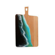 Load image into Gallery viewer, Jeezi Ocean Themed Wood Chopping Board, Resin Art Board, Ocean Wave Cutting Board, Resin Cheese Board With Handle, Charcuterie Board with Unique Painting Handmade Design and Handle, Coastal Tray For Party Decor 14.