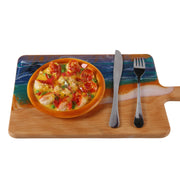 Load image into Gallery viewer, Jeezi Ocean Themed Wood Chopping Board, Resin Art Board, Ocean Wave Cutting Board, Resin Cheese Board With Handle, Charcuterie Board with Unique Painting Handmade Design and Handle, Coastal Tray For Party Decor 15.