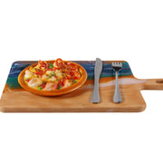 Load image into Gallery viewer, Jeezi Ocean Themed Wood Chopping Board, Resin Art Board, Ocean Wave Cutting Board, Resin Cheese Board With Handle, Charcuterie Board with Unique Painting Handmade Design and Handle, Coastal Tray For Party Decor 15.