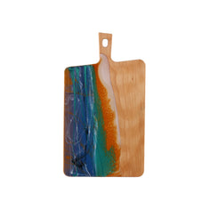 Jeezi Ocean Themed Wood Chopping Board, Resin Art Board, Ocean Wave Cutting Board, Resin Cheese Board With Handle, Charcuterie Board with Unique Painting Handmade Design and Handle, Coastal Tray For Party Decor 15.